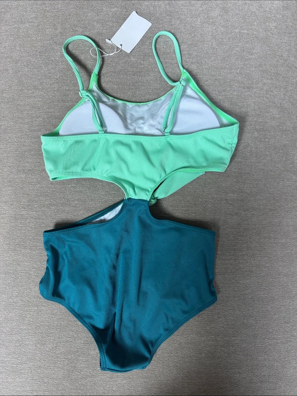 Mint and Teal Two-Piece Ribbed Tie-Front Swimsuit